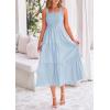 imagePRETTYGARDEN Womens Smocked Midi Dress 2025 Summer Ruffle A Line Long Flowy Dresses Cute Sleeveless Beach SundressLight Blue