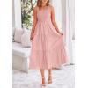 imagePRETTYGARDEN Womens Smocked Midi Dress 2025 Summer Ruffle A Line Long Flowy Dresses Cute Sleeveless Beach SundressPink