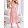 imagePRETTYGARDEN Womens Smocked Midi Dress 2025 Summer Ruffle A Line Long Flowy Dresses Cute Sleeveless Beach SundressPink