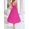 imagePRETTYGARDEN Womens Smocked Midi Dress 2025 Summer Ruffle A Line Long Flowy Dresses Cute Sleeveless Beach SundressRose Red