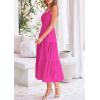 imagePRETTYGARDEN Womens Smocked Midi Dress 2025 Summer Ruffle A Line Long Flowy Dresses Cute Sleeveless Beach SundressRose Red