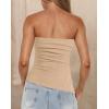 imagePRETTYGARDEN Womens Tube Top 2025 Summer Trendy Strapless Tops Going Out Outfits Ruched Asymmetrical Bandeau ShirtsApricot