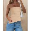 imagePRETTYGARDEN Womens Tube Top 2025 Summer Trendy Strapless Tops Going Out Outfits Ruched Asymmetrical Bandeau ShirtsApricot