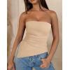 imagePRETTYGARDEN Womens Tube Top 2025 Summer Trendy Strapless Tops Going Out Outfits Ruched Asymmetrical Bandeau ShirtsApricot