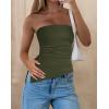 imagePRETTYGARDEN Womens Tube Top 2025 Summer Trendy Strapless Tops Going Out Outfits Ruched Asymmetrical Bandeau ShirtsArmy Green