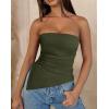 imagePRETTYGARDEN Womens Tube Top 2025 Summer Trendy Strapless Tops Going Out Outfits Ruched Asymmetrical Bandeau ShirtsArmy Green
