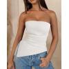 imagePRETTYGARDEN Womens Tube Top 2025 Summer Trendy Strapless Tops Going Out Outfits Ruched Asymmetrical Bandeau ShirtsBeige White