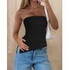 imagePRETTYGARDEN Womens Tube Top 2025 Summer Trendy Strapless Tops Going Out Outfits Ruched Asymmetrical Bandeau ShirtsBlack