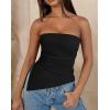 imagePRETTYGARDEN Womens Tube Top 2025 Summer Trendy Strapless Tops Going Out Outfits Ruched Asymmetrical Bandeau ShirtsBlack