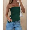 imagePRETTYGARDEN Womens Tube Top 2025 Summer Trendy Strapless Tops Going Out Outfits Ruched Asymmetrical Bandeau ShirtsDark Green