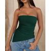 imagePRETTYGARDEN Womens Tube Top 2025 Summer Trendy Strapless Tops Going Out Outfits Ruched Asymmetrical Bandeau ShirtsDark Green