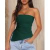 imagePRETTYGARDEN Womens Tube Top 2025 Summer Trendy Strapless Tops Going Out Outfits Ruched Asymmetrical Bandeau ShirtsDark Green