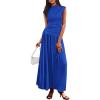 imagePRETTYGARDEN Womens Skirt Sets 2025 Summer Trendy 2 Piece Outfits Sleeveless Ruched Fitted Tops Ruffle Maxi SkirtsRoyal Blue