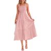 imagePRETTYGARDEN Womens Smocked Midi Dress 2025 Summer Ruffle A Line Long Flowy Dresses Cute Sleeveless Beach SundressPink