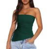imagePRETTYGARDEN Womens Tube Top 2025 Summer Trendy Strapless Tops Going Out Outfits Ruched Asymmetrical Bandeau ShirtsDark Green