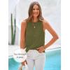 imagePRETTYGARDEN Summer Crochet Tank Tops for Women 2024 Casual Crewneck Hollow Out Loose Knit Sleeveless Sweater Vest Top TrendyArmy Green