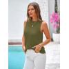 imagePRETTYGARDEN Summer Crochet Tank Tops for Women 2024 Casual Crewneck Hollow Out Loose Knit Sleeveless Sweater Vest Top TrendyArmy Green