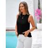 imagePRETTYGARDEN Summer Crochet Tank Tops for Women 2024 Casual Crewneck Hollow Out Loose Knit Sleeveless Sweater Vest Top TrendyBlack