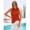 imagePRETTYGARDEN Summer Crochet Tank Tops for Women 2024 Casual Crewneck Hollow Out Loose Knit Sleeveless Sweater Vest Top TrendyRust Red