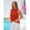imagePRETTYGARDEN Summer Crochet Tank Tops for Women 2024 Casual Crewneck Hollow Out Loose Knit Sleeveless Sweater Vest Top TrendyRust Red