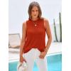 imagePRETTYGARDEN Summer Crochet Tank Tops for Women 2024 Casual Crewneck Hollow Out Loose Knit Sleeveless Sweater Vest Top TrendyRust Red