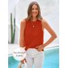 imagePRETTYGARDEN Summer Crochet Tank Tops for Women 2024 Casual Crewneck Hollow Out Loose Knit Sleeveless Sweater Vest Top TrendyRust Red