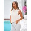 imagePRETTYGARDEN Summer Crochet Tank Tops for Women 2024 Casual Crewneck Hollow Out Loose Knit Sleeveless Sweater Vest Top TrendyWhite