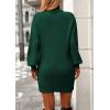 imagePRETTYGARDEN Sweater Dress for Women Long Puff Sleeve Turtleneck Ribbed Knit Oversized Pullover Winter Short DressDark Green