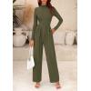 imagePRETTYGARDEN Womens Jumpsuit Dressy Casual Spring Fall Fashion One Piece Outfits Long Sleeve Mock Neck Wide Leg Pants RompersArmy Green