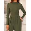 imagePRETTYGARDEN Womens Jumpsuit Dressy Casual Spring Fall Fashion One Piece Outfits Long Sleeve Mock Neck Wide Leg Pants RompersArmy Green