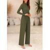 imagePRETTYGARDEN Womens Jumpsuit Dressy Casual Spring Fall Fashion One Piece Outfits Long Sleeve Mock Neck Wide Leg Pants RompersArmy Green