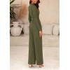 imagePRETTYGARDEN Womens Jumpsuit Dressy Casual Spring Fall Fashion One Piece Outfits Long Sleeve Mock Neck Wide Leg Pants RompersArmy Green