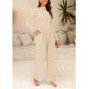 imagePRETTYGARDEN Womens Jumpsuit Dressy Casual Spring Fall Fashion One Piece Outfits Long Sleeve Mock Neck Wide Leg Pants RompersBeige