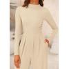 imagePRETTYGARDEN Womens Jumpsuit Dressy Casual Spring Fall Fashion One Piece Outfits Long Sleeve Mock Neck Wide Leg Pants RompersBeige