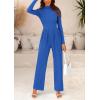 imagePRETTYGARDEN Womens Jumpsuit Dressy Casual Spring Fall Fashion One Piece Outfits Long Sleeve Mock Neck Wide Leg Pants RompersBlue