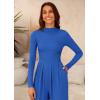 imagePRETTYGARDEN Womens Jumpsuit Dressy Casual Spring Fall Fashion One Piece Outfits Long Sleeve Mock Neck Wide Leg Pants RompersBlue