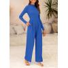 imagePRETTYGARDEN Womens Jumpsuit Dressy Casual Spring Fall Fashion One Piece Outfits Long Sleeve Mock Neck Wide Leg Pants RompersBlue