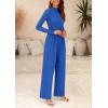 imagePRETTYGARDEN Womens Jumpsuit Dressy Casual Spring Fall Fashion One Piece Outfits Long Sleeve Mock Neck Wide Leg Pants RompersBlue