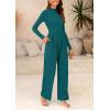 imagePRETTYGARDEN Womens Jumpsuit Dressy Casual Spring Fall Fashion One Piece Outfits Long Sleeve Mock Neck Wide Leg Pants RompersBlue Green