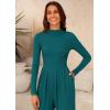 imagePRETTYGARDEN Womens Jumpsuit Dressy Casual Spring Fall Fashion One Piece Outfits Long Sleeve Mock Neck Wide Leg Pants RompersBlue Green