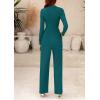 imagePRETTYGARDEN Womens Jumpsuit Dressy Casual Spring Fall Fashion One Piece Outfits Long Sleeve Mock Neck Wide Leg Pants RompersBlue Green