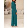imagePRETTYGARDEN Womens Jumpsuit Dressy Casual Spring Fall Fashion One Piece Outfits Long Sleeve Mock Neck Wide Leg Pants RompersBlue Green
