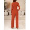 imagePRETTYGARDEN Womens Jumpsuit Dressy Casual Spring Fall Fashion One Piece Outfits Long Sleeve Mock Neck Wide Leg Pants RompersBrick Red