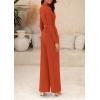 imagePRETTYGARDEN Womens Jumpsuit Dressy Casual Spring Fall Fashion One Piece Outfits Long Sleeve Mock Neck Wide Leg Pants RompersBrick Red