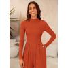 imagePRETTYGARDEN Womens Jumpsuit Dressy Casual Spring Fall Fashion One Piece Outfits Long Sleeve Mock Neck Wide Leg Pants RompersBrick Red
