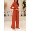 imagePRETTYGARDEN Womens Jumpsuit Dressy Casual Spring Fall Fashion One Piece Outfits Long Sleeve Mock Neck Wide Leg Pants RompersBrick Red