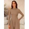 imagePRETTYGARDEN Womens Jumpsuit Dressy Casual Spring Fall Fashion One Piece Outfits Long Sleeve Mock Neck Wide Leg Pants RompersCamel
