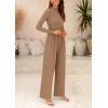 imagePRETTYGARDEN Womens Jumpsuit Dressy Casual Spring Fall Fashion One Piece Outfits Long Sleeve Mock Neck Wide Leg Pants RompersCamel