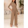 imagePRETTYGARDEN Womens Jumpsuit Dressy Casual Spring Fall Fashion One Piece Outfits Long Sleeve Mock Neck Wide Leg Pants RompersCamel