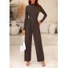 imagePRETTYGARDEN Womens Jumpsuit Dressy Casual Spring Fall Fashion One Piece Outfits Long Sleeve Mock Neck Wide Leg Pants RompersCoffee